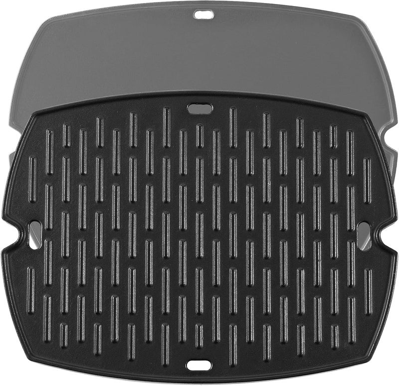 Charbrofire 7582 Q1200 Griddle Full Size Grill Replacement Parts for Weber Baby Q Q100 Q120 Q140 Q1000 Q1400 Flat Top Griddle Insert 6558 7644 51010001 386002 516002 Accessories Cast Iron Reversible Griddle Plate - Image 1